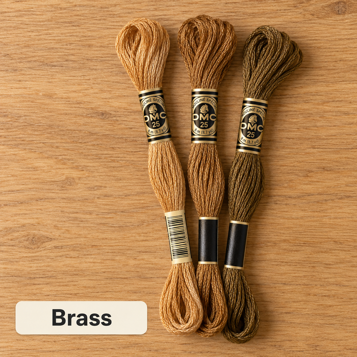 Brass DMC Embroidery Floss Pack – 3 Skeins, Six-Strand Cotton