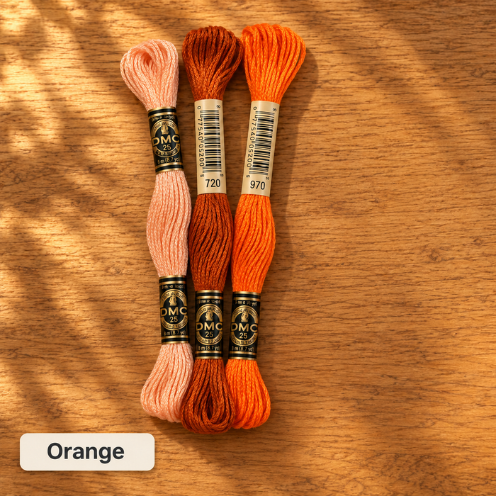 Orange DMC Embroidery Floss Pack – 3 Skeins, Six-Strand Cotton
