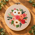 Peach Blossom – Finished Hand Embroidered Hoop, 7 Inch, Felt Backed, Ready to Gift