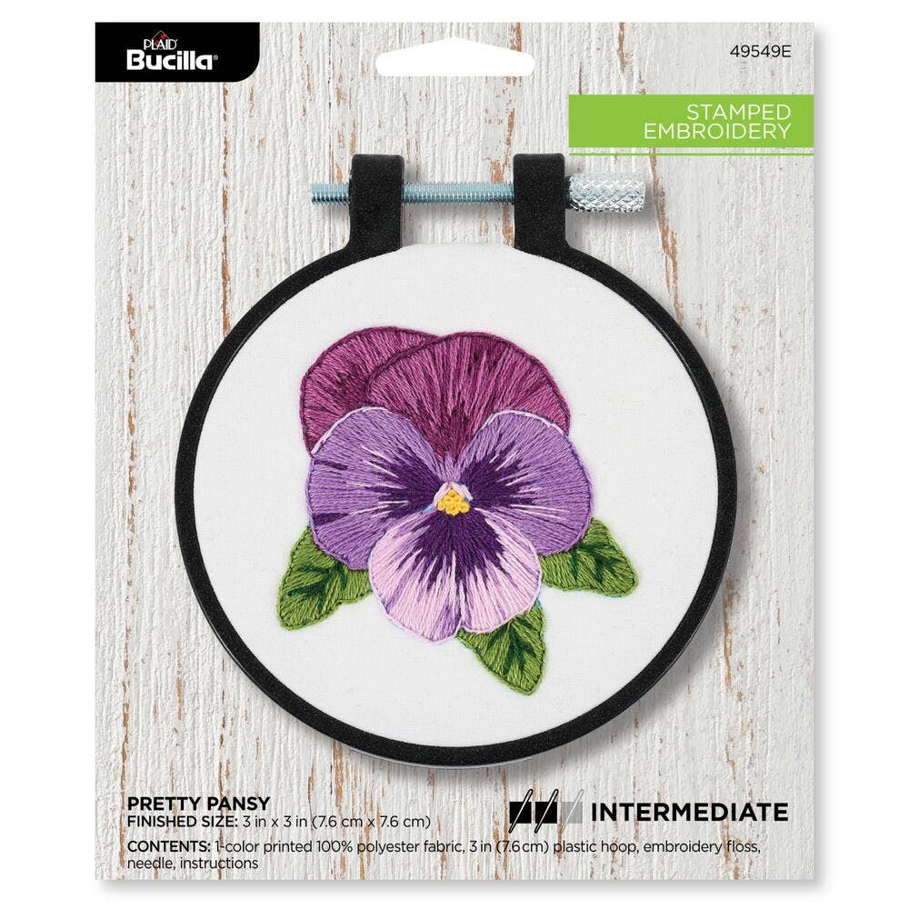 Bucilla® Stamped Embroidery Kit - Pretty Pansy 3"