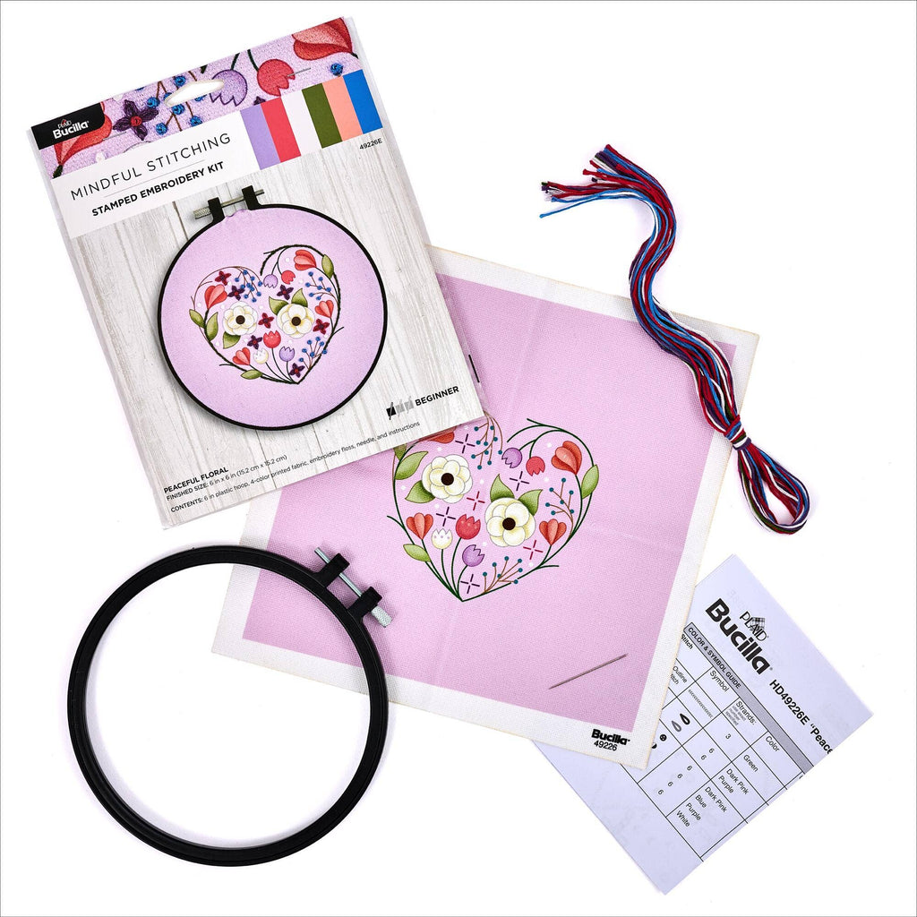 Bucilla ® Stamped Embroidery Kit - Peaceful Floral 6"